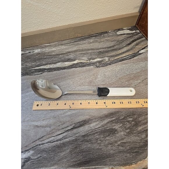 Vintage Ekco WhiteHandled Slotted Serving Cooking Spoon Kitchen Utensils - Picture 4 of 4